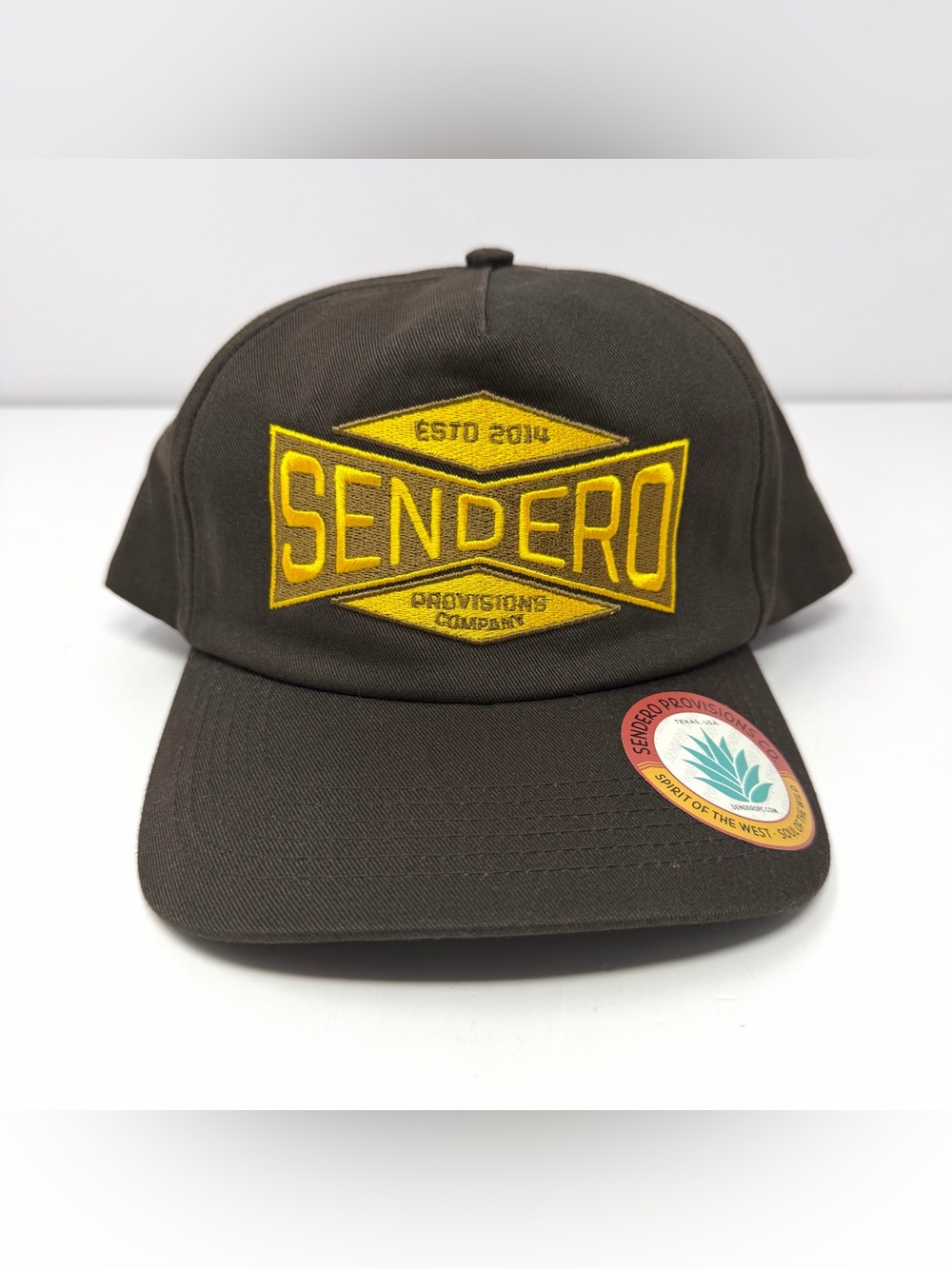 Sendero Provisions Old School Baseball Cap Snapback Hat Brown Yellow Brand New